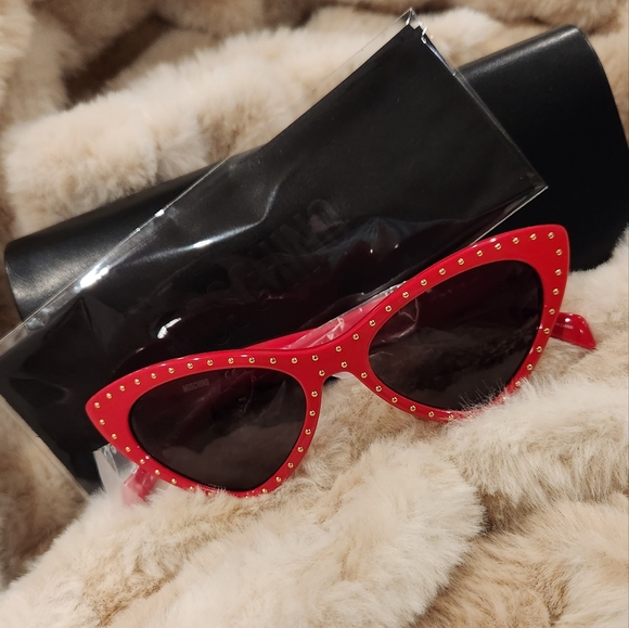MOSCHINO- 52MM Studded Cat Eye Sunglasses- Red - Picture 9 of 9